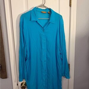 Sun Covers Turquoise Button-Down Swim Coverup